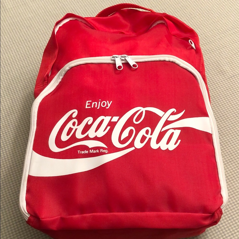 Coca Cola Red & White Logo Backpack Vintage Classic Lightweight Nylon  #1229